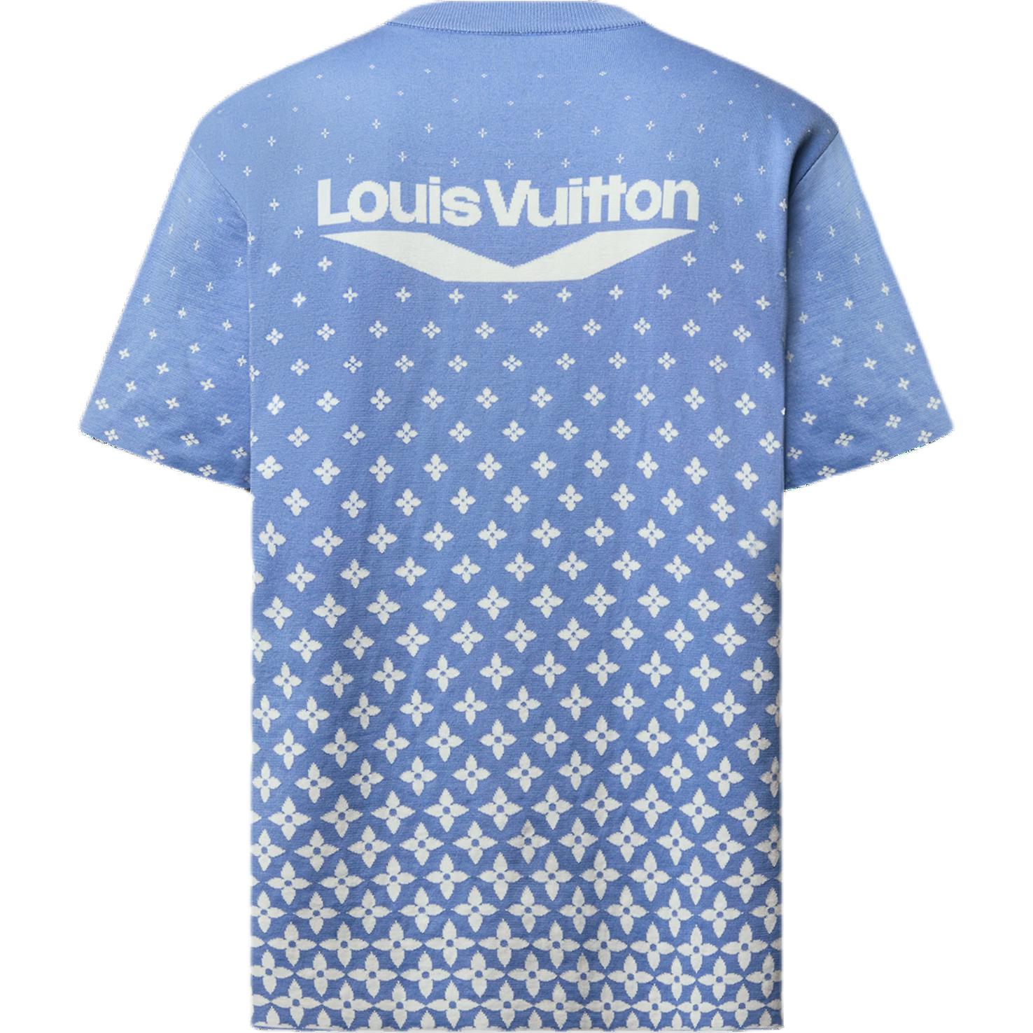 Вязаная хлопковая футболка LOUIS VUITTON, синий — фото 4