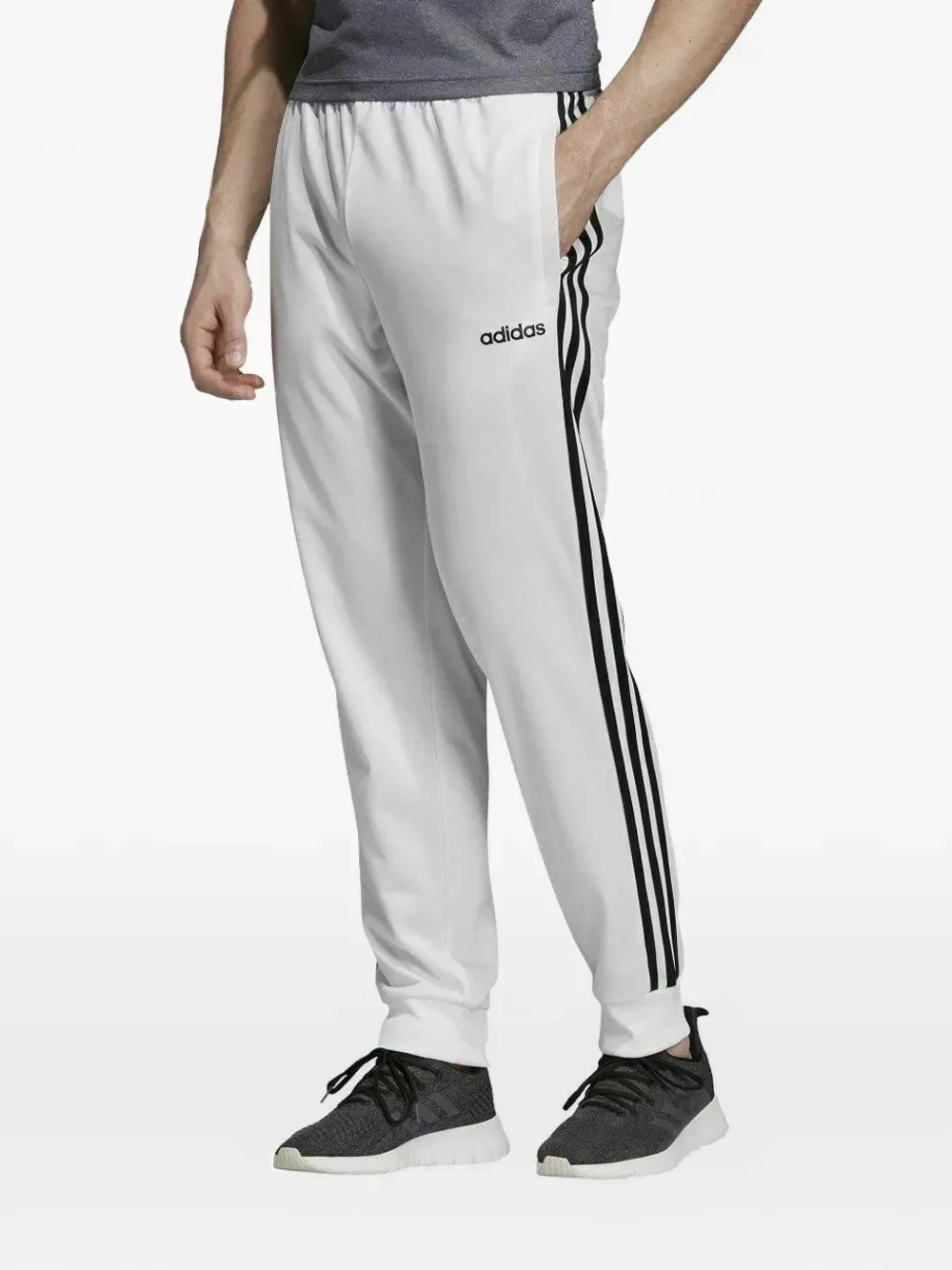 Спортивные брюки зауженного кроя с тремя полосками Adidas, белый