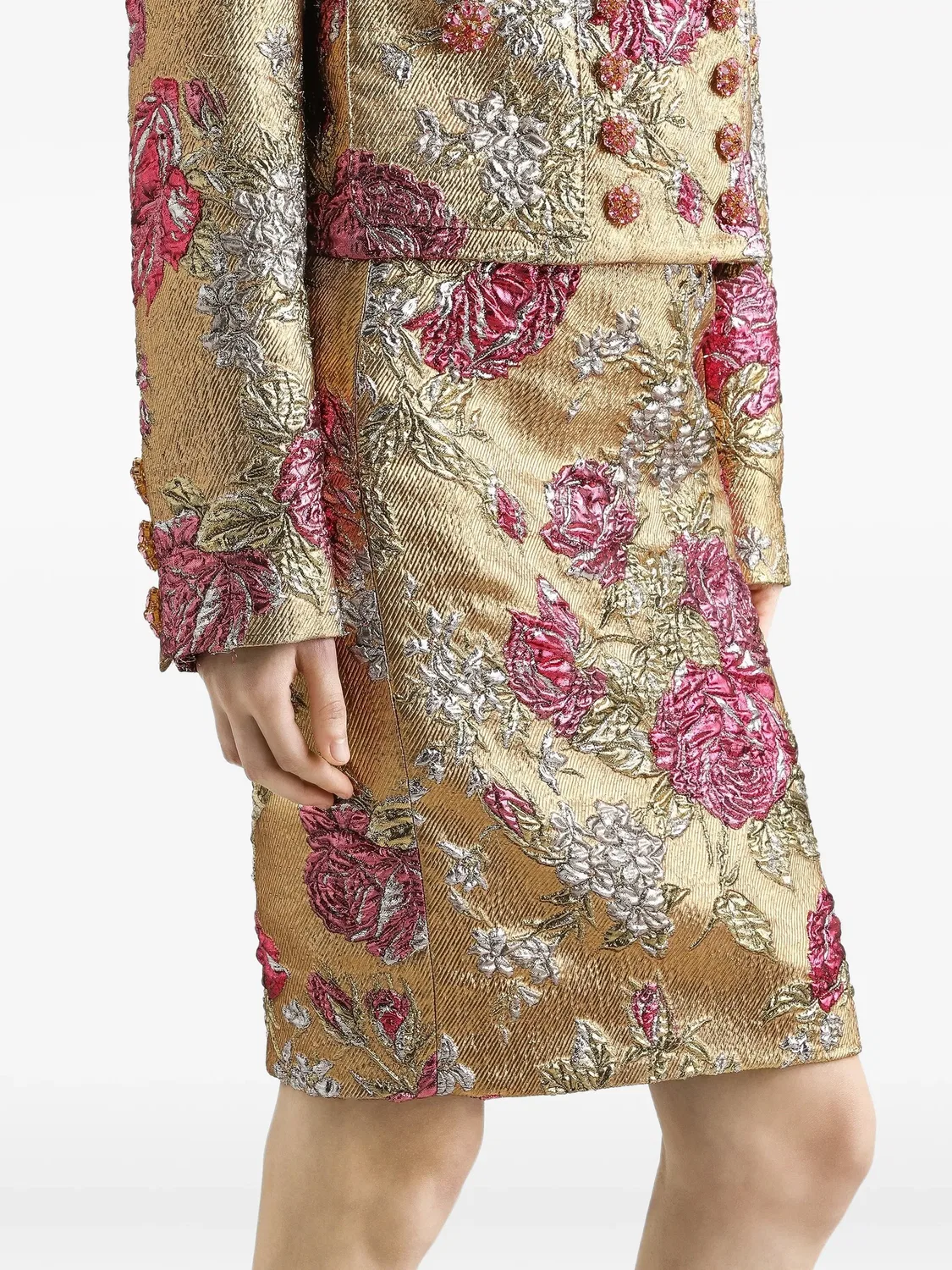 Жаккардовая юбка с цветочным узором Dolce & Gabbana, золотистый/мультиколор — фото 4