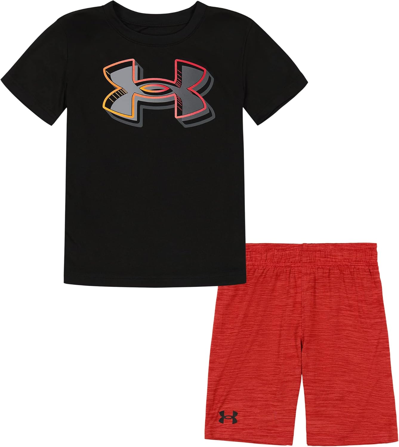 

Under Armour майка с короткими рукавами и шорты для мальчиков, легкие и дышащие, Black Pop Out Logo