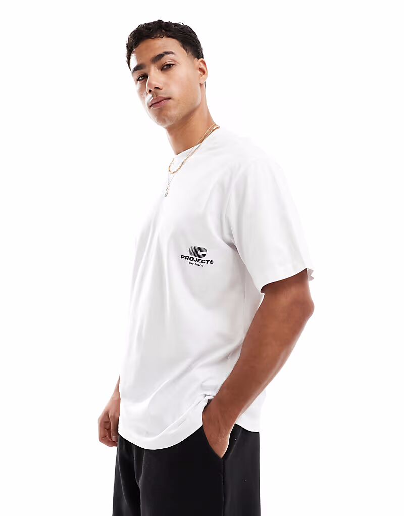 

Футболка с большим принтом спереди белого цвета Jack & Jones