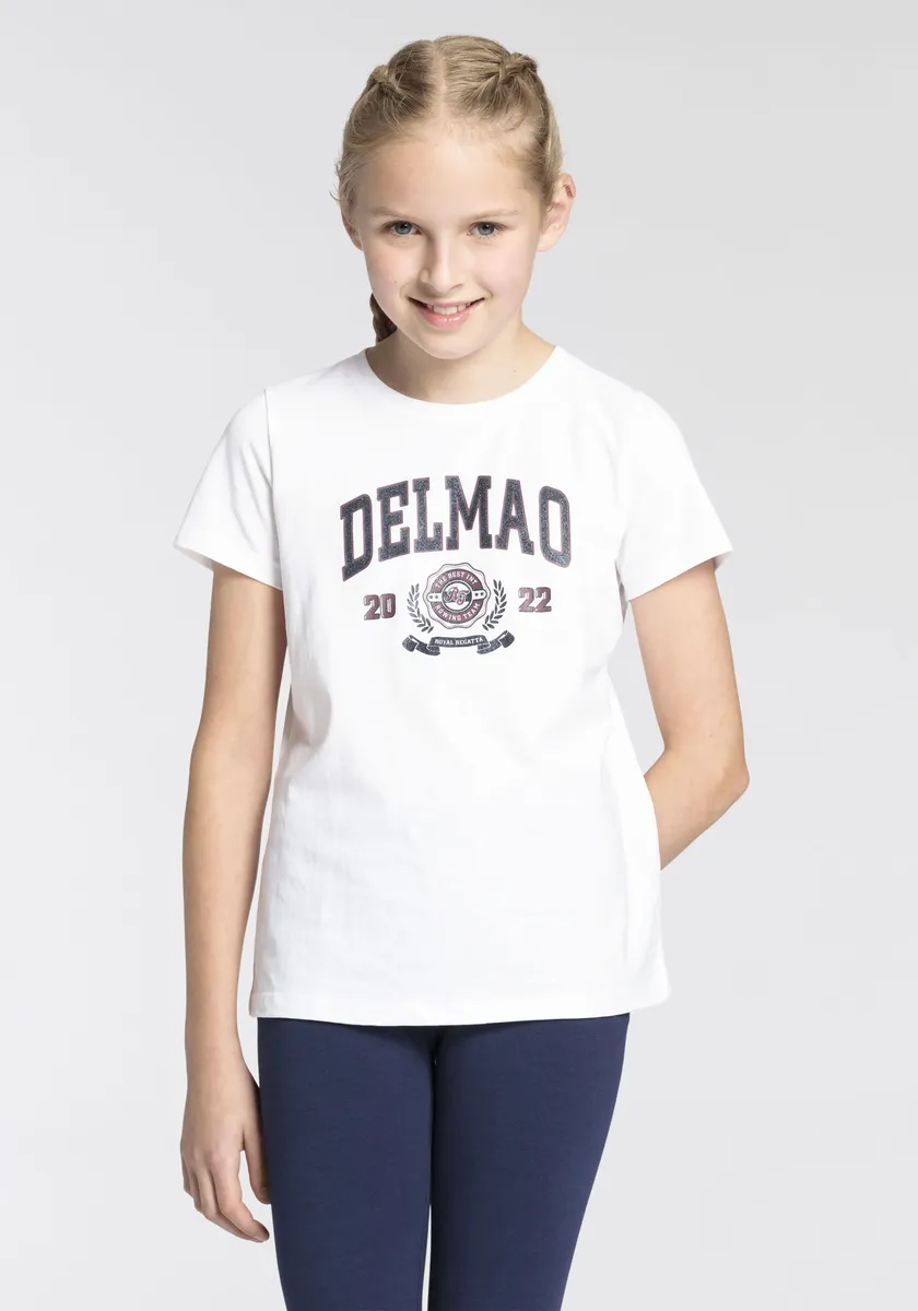 

DELMAO Футболка "для девочек" с крупным блестящим принтом Delmao, белый