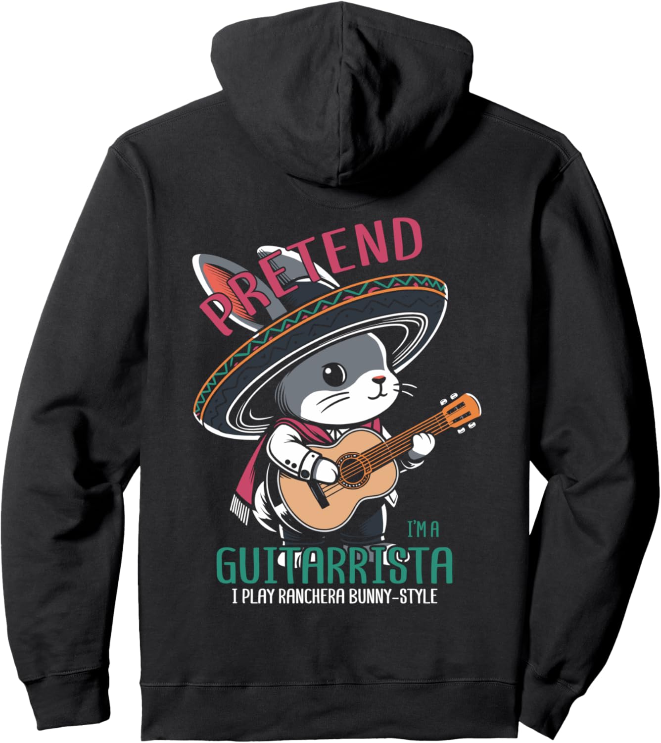 

Мексиканский кролик, гитарист, кролик, толстовка Chilango Mariachi Ranch Bunnies Mexican Hare, черный