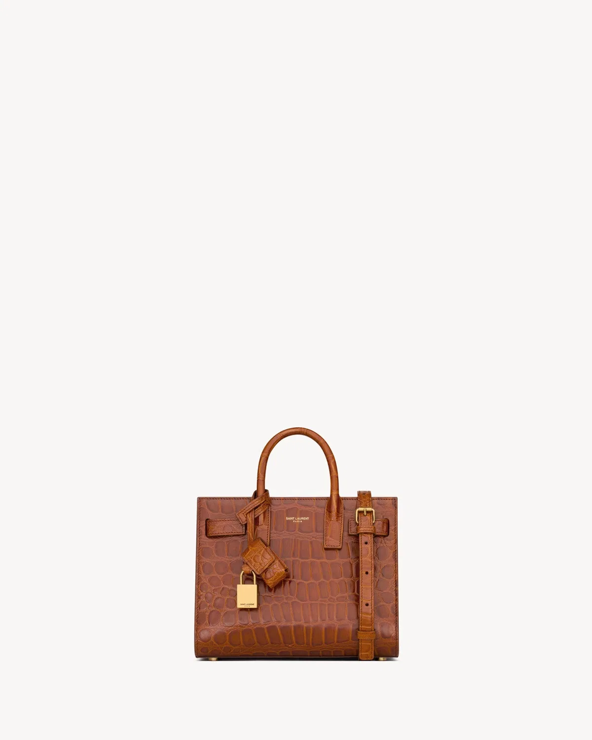 SAC DE JOUR из кожи с тиснением под крокодила - NANO SAINT LAURENT, коричневый