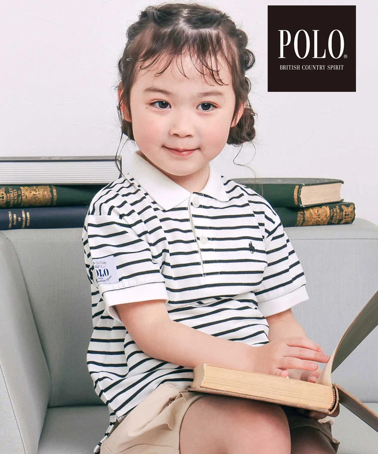 【Коллаборация POLO BCS x SLAP SLIP】Поло с коротким рукавом, однотонное и полосатое (80-130 см)
