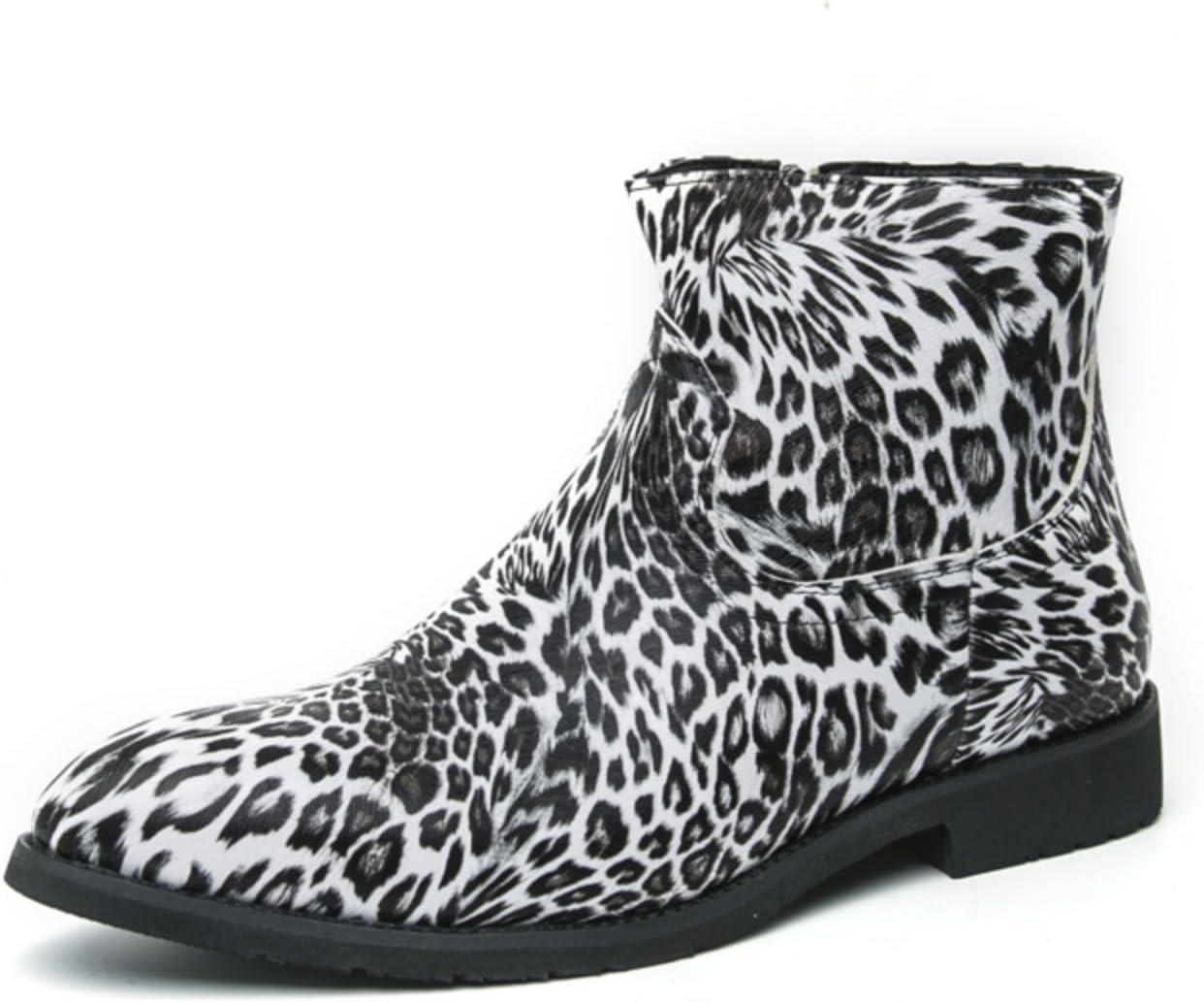 

Мужские модные высокие ботинки с леопардовым принтом, на шнуровке, с боковой молнией, на массивном каблуке, противоскользящие повседневные туфли для прогулок, вечеринок, выпускного и свадьбы Qwuieoin, серый