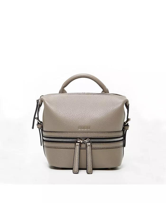 

Серая кожаная женская сумка-рюкзак Convertible Crossbody Bag среднего размера с передними и задними карманами SUSU