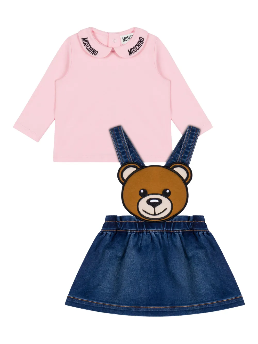 

Комплект из футболки и юбки с принтом Teddy Bear Moschino Kids, розовый