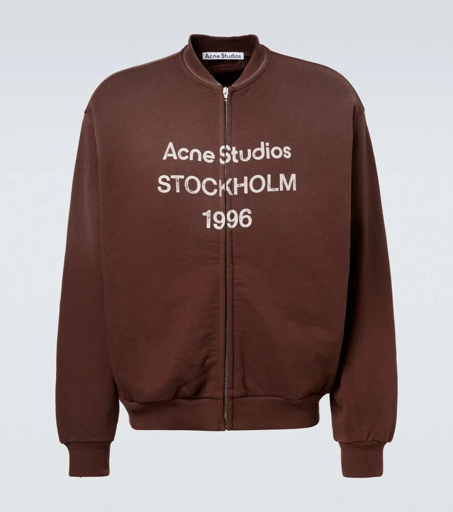 Толстовка на молнии из хлопковой смеси с логотипом Acne Studios, коричневый
