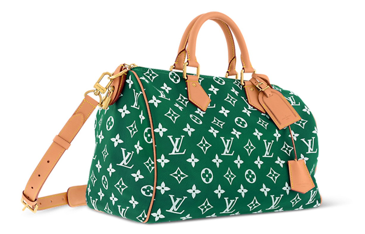 LOUIS VUITTON Сумка Speedy P9 Bandoulière 40 Monogram кожаная зеленая — фото 2