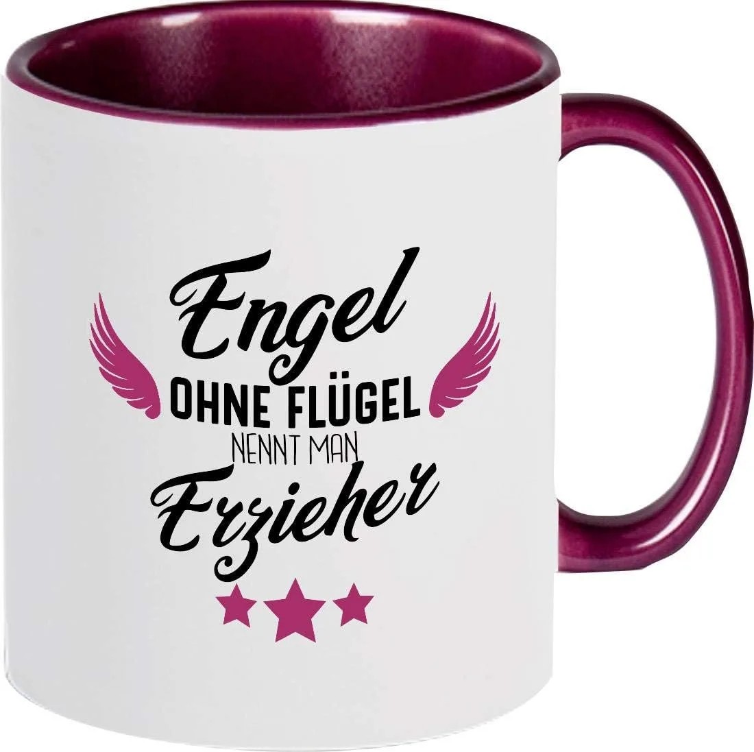 Shirtinstyle Kaffeepott Coffee Mug, Engel ohne Flügel nennt Man Erzieher, Thank You Nursery School Hort, Logo, Saying, Motif, Colour Purple