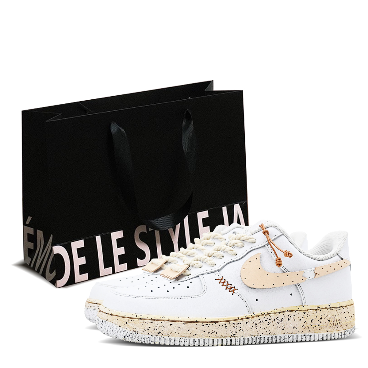 

Кроссовки Air Force 1 07 с функцией изменения формы, в комплекте сумка для покупок, кожаные, износостойкие, низкие, для скейтбординга, унисекс Nike, reshaping