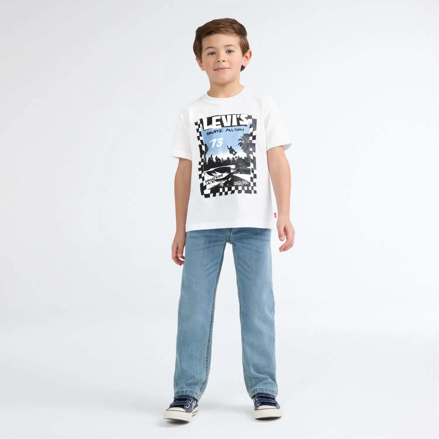 Футболка с коротким рукавом и графическим принтом «Catching Air» для мальчиков 4-7 лет Levi's, Bright White — фото 3