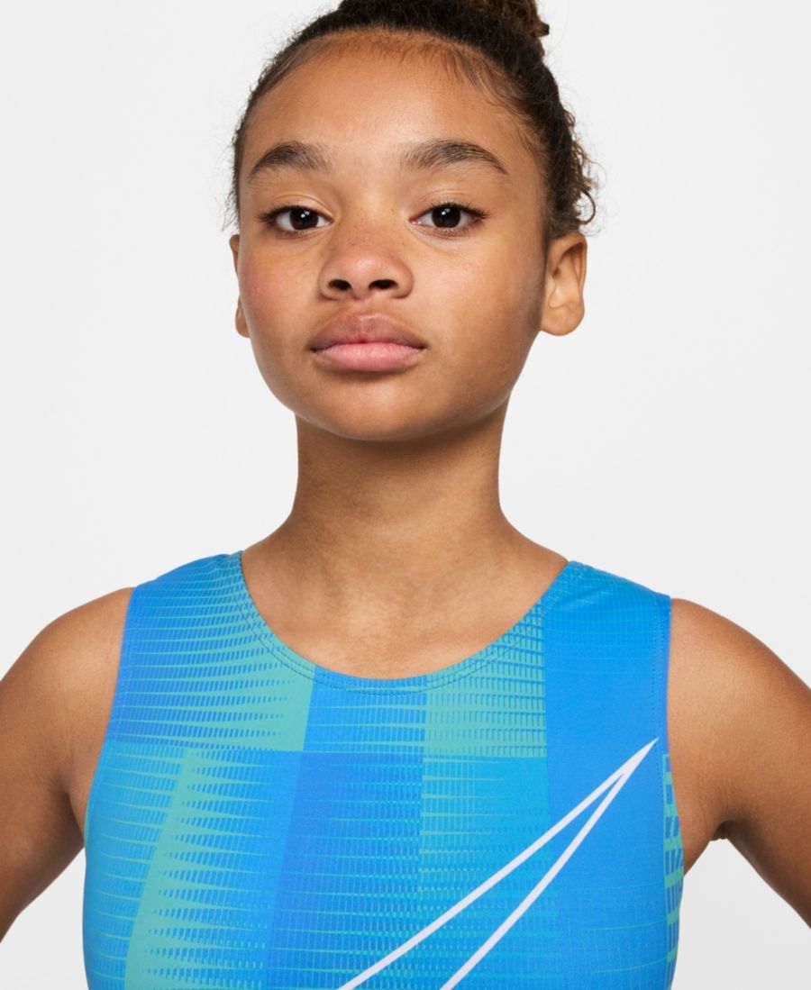 Гимнастический купальник Nike для девочек 7-16 лет с повторяющимся принтом Nike Gymnastics, Turquoise — фото 3