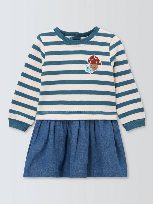 

Платье из денима в детскую полоску John Lewis, Blue