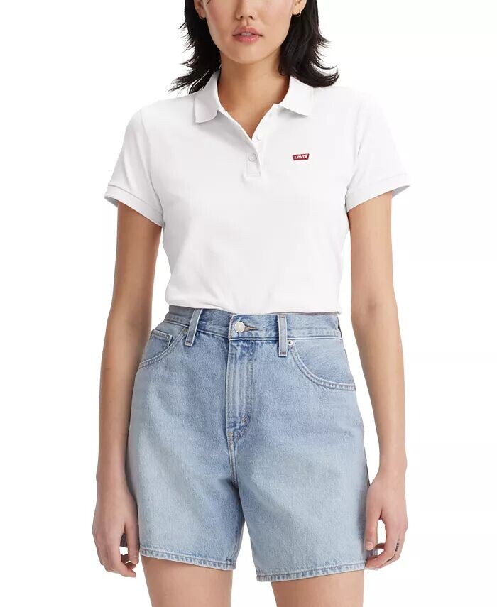 

Женская рубашка-поло с логотипом Короны и рукавами Levi's, белый