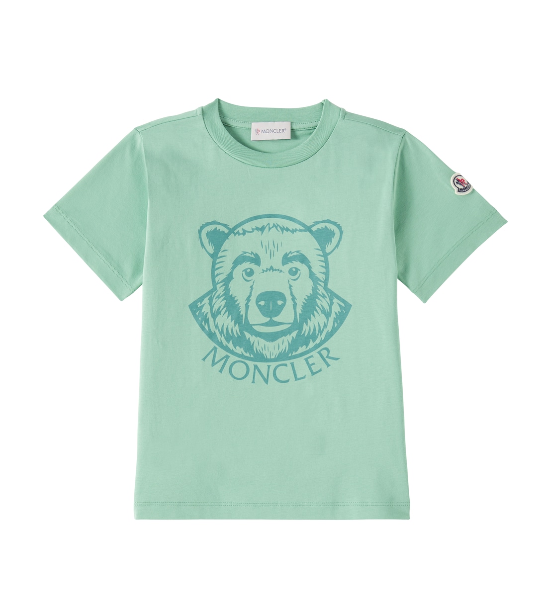 

Вязаная хлопковая футболка Moncler Enfant, зеленый