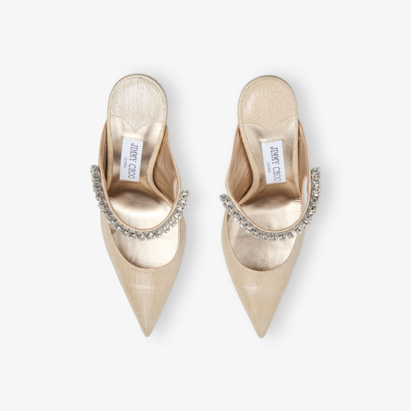 Мюли Jimmy Choo Bing 100 лакированные на каблуке с кристаллами, золотой — фото 2