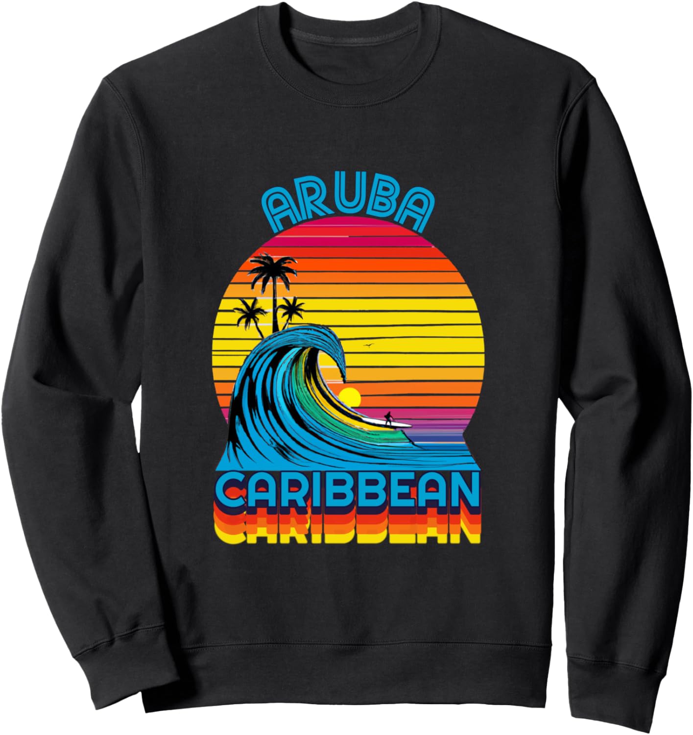 

Ретро-толстовка с символикой Арубы, Карибского моря, для серфинга и пляжа Aruba Retro Beach Accessories, черный