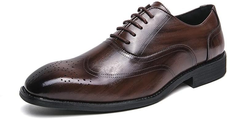 

Мужские кожаные оксфорды Santimon с перфорированными брогами, шнуровка, формальные и деловые дерби, коричневый