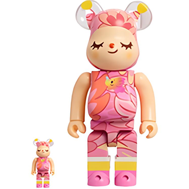 

Коллекционные фигурки Art Collection Greenie & Elfie Sakura Pink 7см/28см BE@RBRICK, 100％+400％