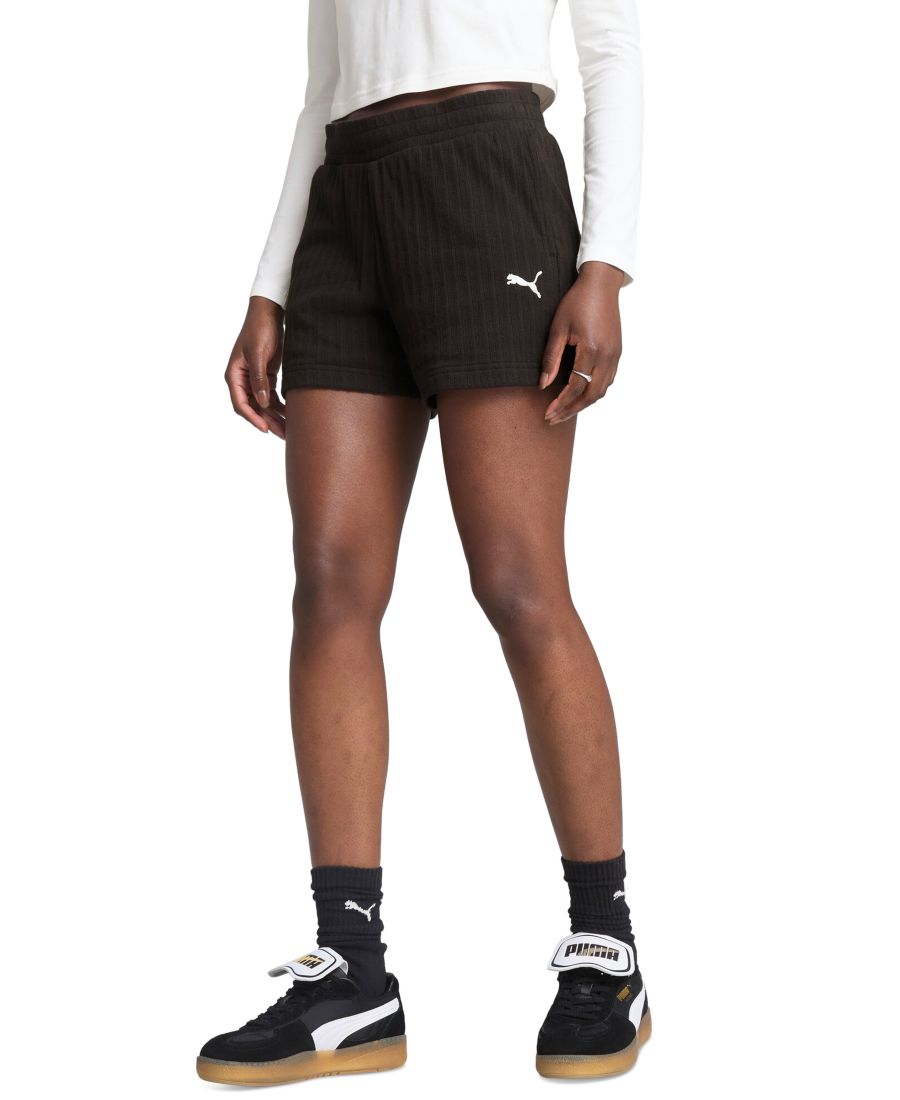 

Женские однотонные шорты с ажурным узором, длина 4 дюйма Puma, Puma Black