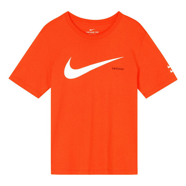 

Футболка Men's Nike Swoosh Large Logo Printing Knit Round Neck Short Sleeve Orange Red T-Shirt, мультиколор