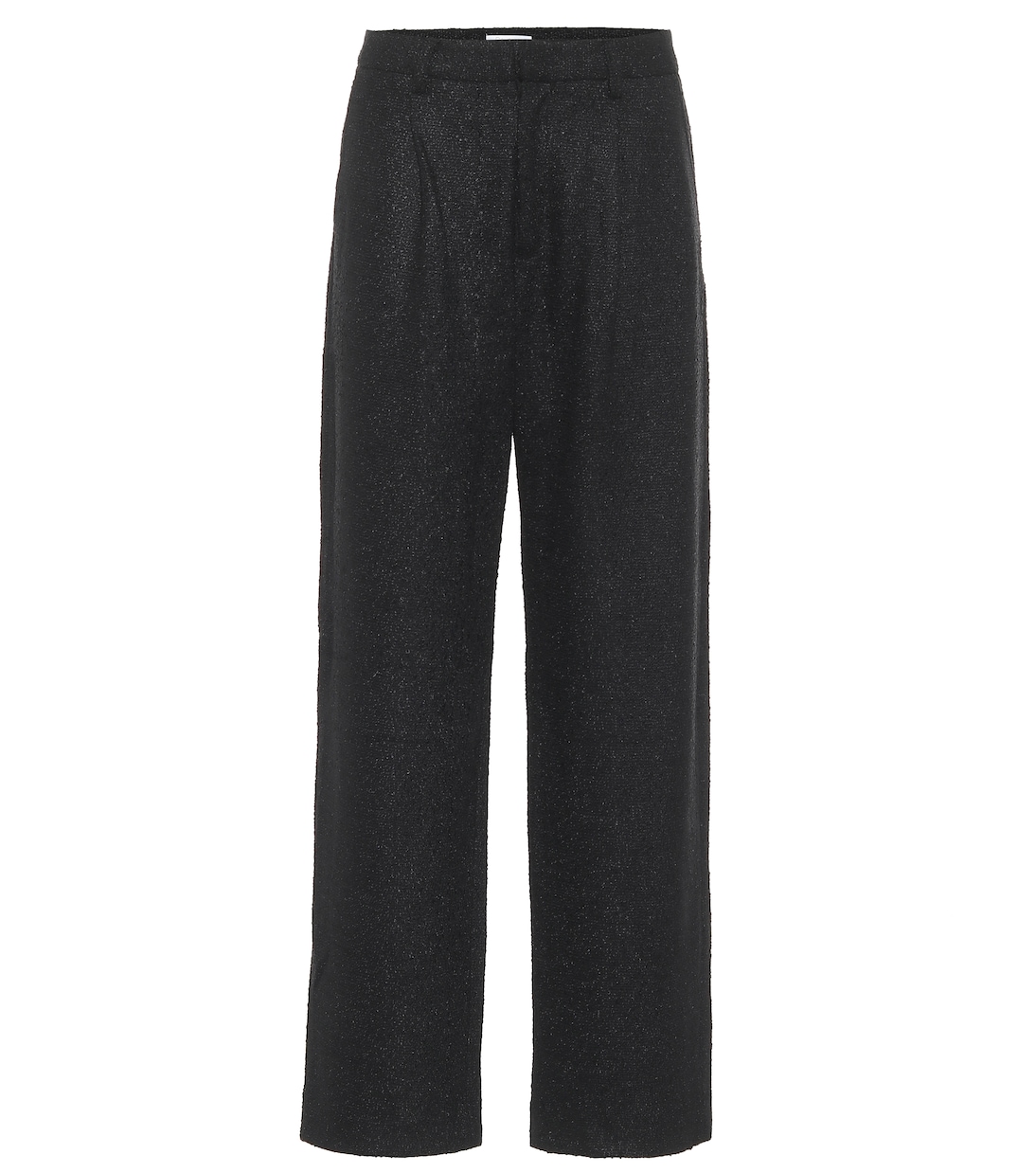 

Прямые твидовые брюки Nicola с высокой талией Deveaux New York, Black Bonded Wool
