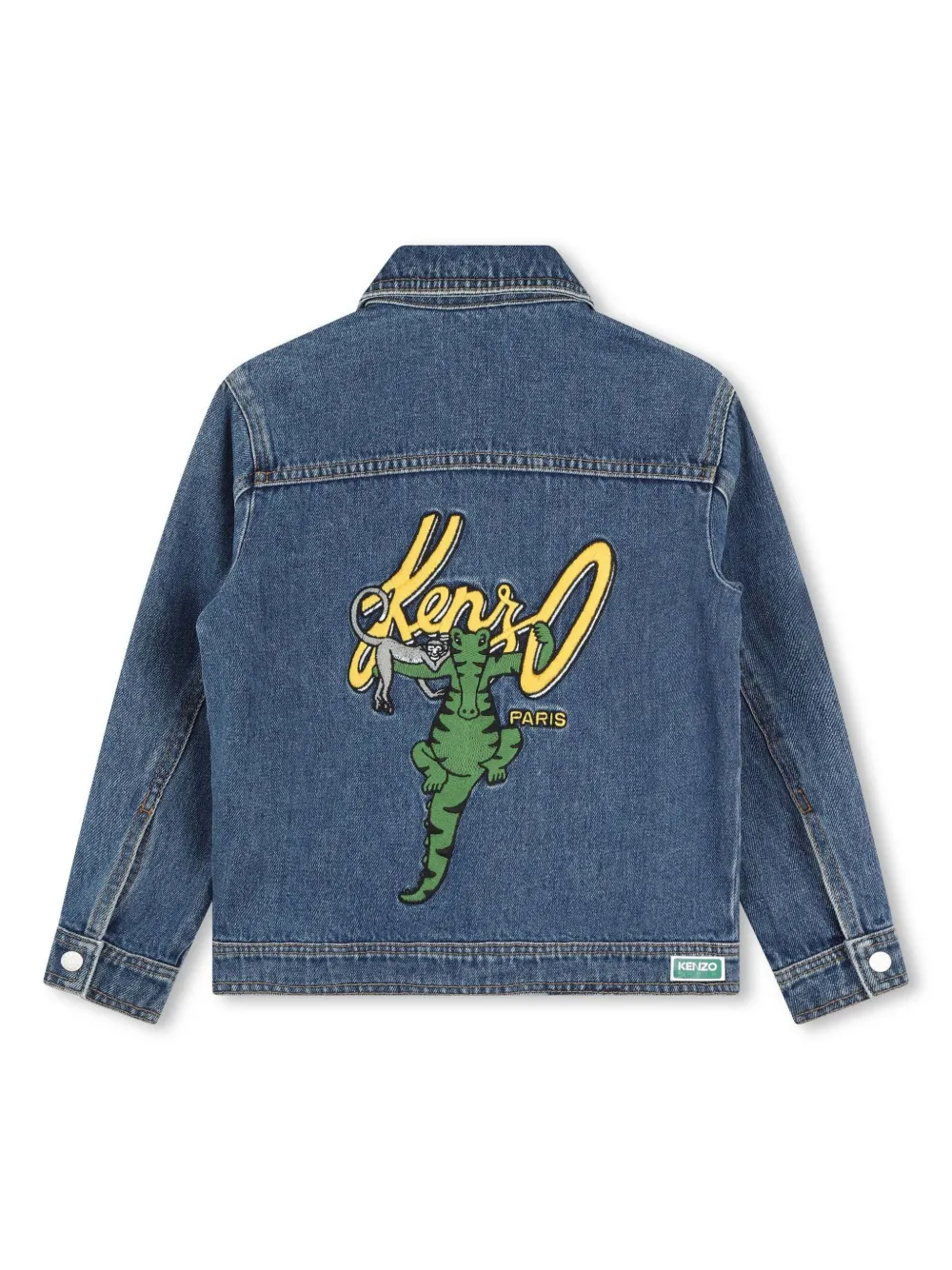 Джинсовая куртка с вышитым логотипом Kenzo Kids, синий — фото 2