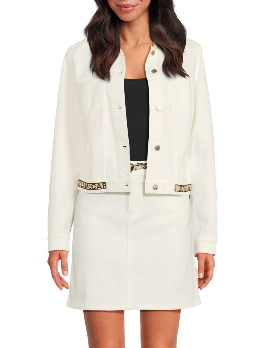 

Укороченная джинсовая куртка с логотипом Stella McCartney, цвет Organic White, Белый, Укороченная джинсовая куртка с логотипом Stella McCartney, цвет Organic White