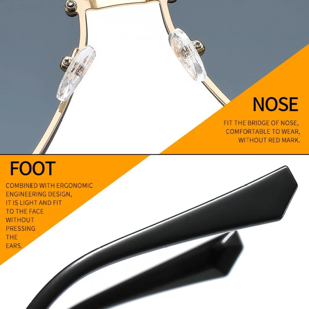 

Модные солнцезащитные очки-щитки для женщин и мужчин, с градиентными линзами, оправой из сплава, безрамочные, класса люкс, защита от УФ-излучения UV400 generic, C5