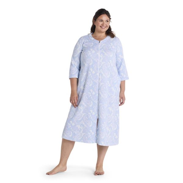 

Длинный халат большого размера из стеганого трикотажа Miss Elaine Essentials, цвет blue paisley