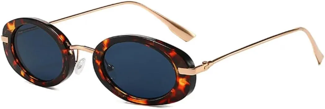 

Овальные солнцезащитные очки в стиле металл-панк, модные, для женщин и мужчин, роскошные, с леопардовым принтом, ретро, ​​пляжные, UV400 VFDHN, Leopard Gray