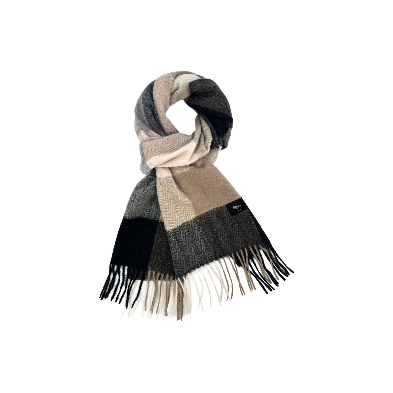 

Disney Шерстяной вязаный шарф унисекс, Black White Camel Plaid