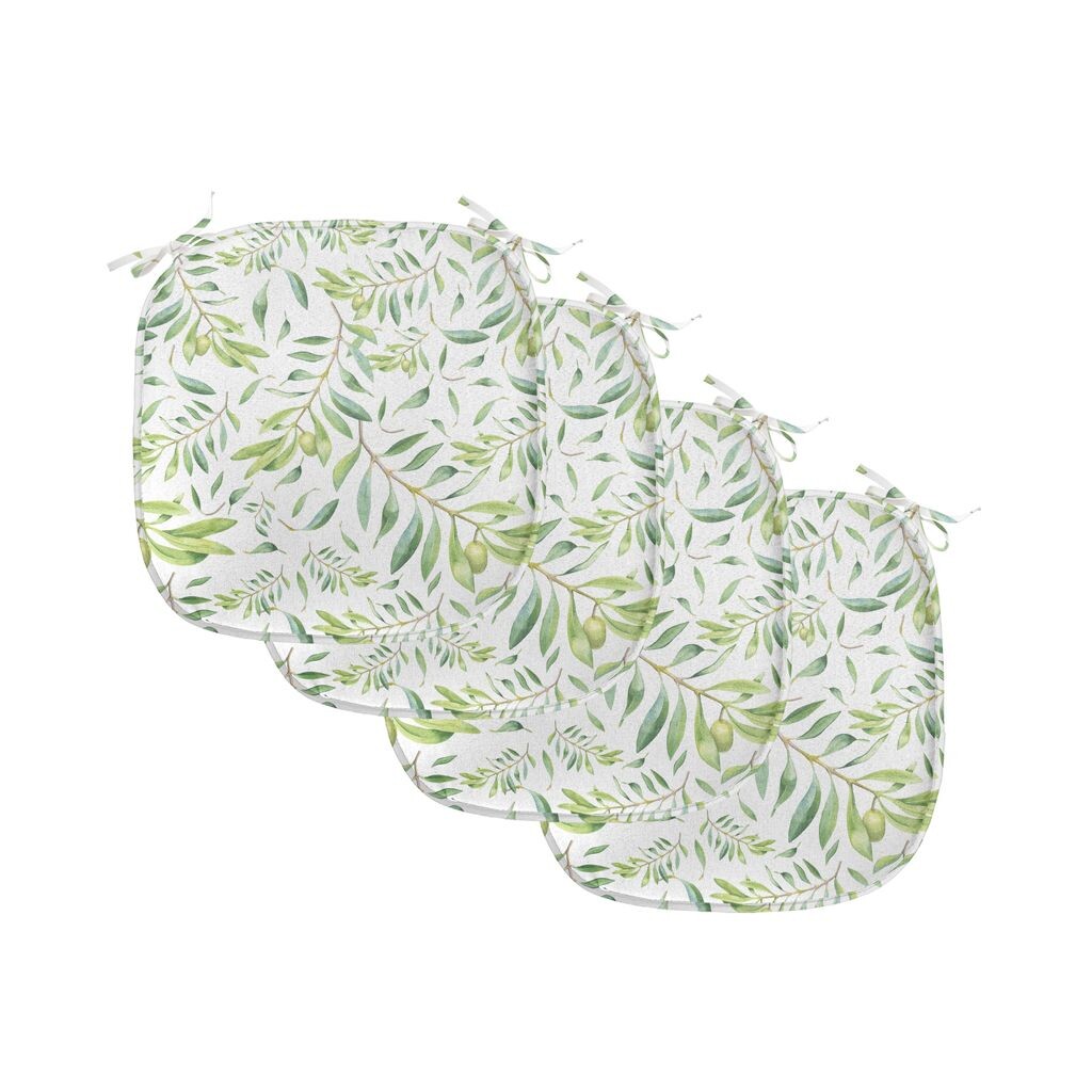 

ABAKUHAUS Подушка для обеденного стула с зеленым листом Оливковое дерево Декоративная водонепроницаемая подушка с ремнями для кухонных сидений 40 см x 40 см Упаковка из 4 шт., Зеленый авокадо