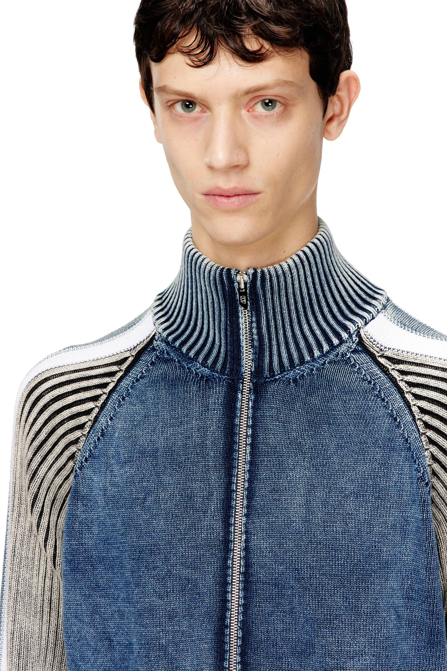 Мужская вязаная куртка на молнии K-HERONIMO Diesel, Blue and other shades — фото 2