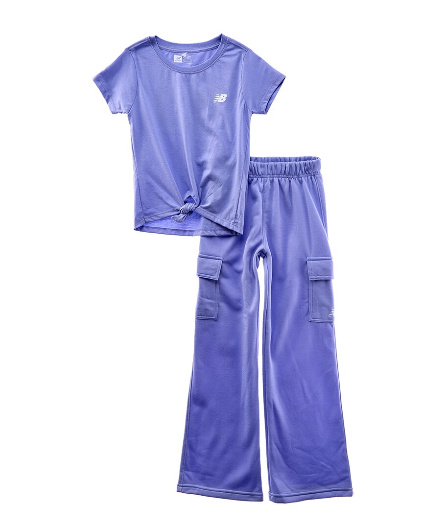 

Комплект New Balance из 2 предметов: футболка и флисовые брюки-карго, фиолетовый