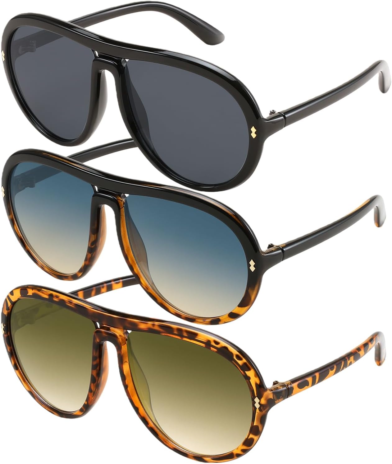 

Солнцезащитные очки-авиаторы KARSAER большого размера в винтажном стиле для мужчин и женщин, большие круглые солнцезащитные очки-авиаторы в стиле ретро K7132, Black Frame + Black/Leopard Frame + Leopard Frame