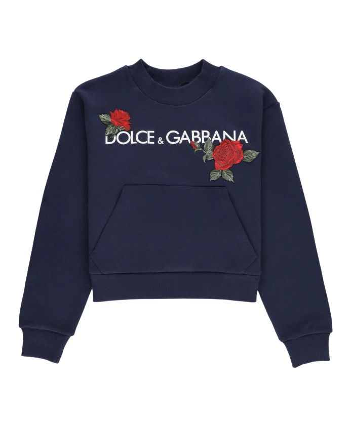 

Хлопковый свитер с узором в виде роз Dolce & Gabbana, синий