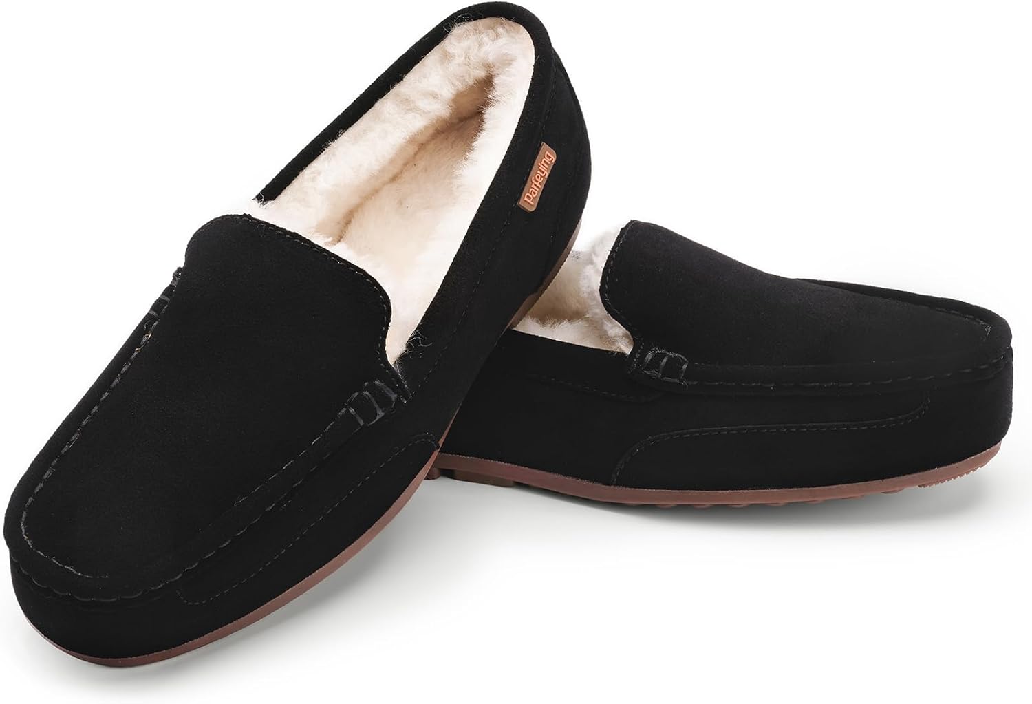 

Мужские тапочки Parfeying для дома и улицы из овчины с эффектом памяти, стиль обуви для вождения, черный