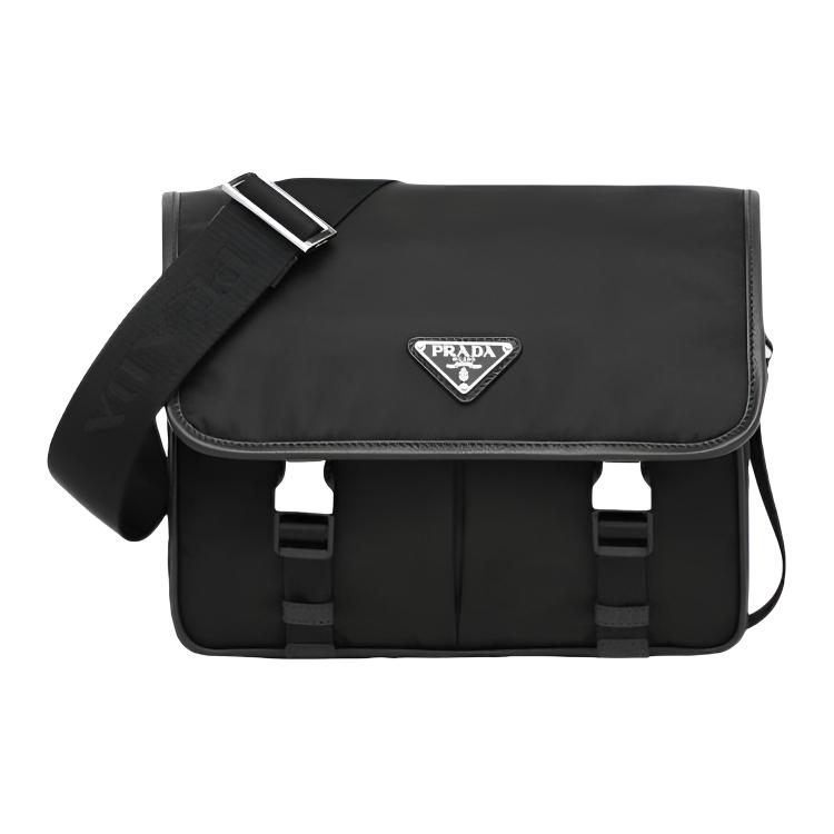 

Prada Мужская сумка через плечо Saffiano Re из переработанного нейлона и кожи, черная
