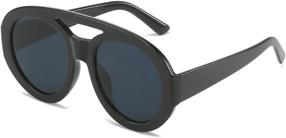 

Винтажные женские круглые солнцезащитные очки с двойной перемычкой, модный градиентный дизайн, защита от УФ-излучения UV400, мужские солнцезащитные очки в стиле панк SZVVBKK, Black Grey