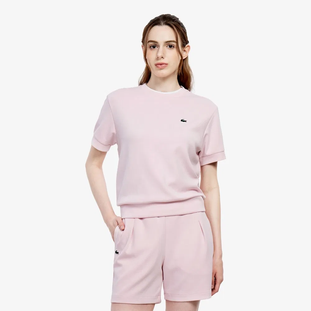 Женский свитшот с круглым вырезом из лёгкого джерси розовый от Lacoste — фото 2