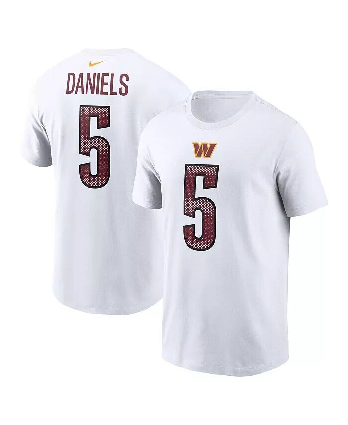 

Мужская футболка Jayden Daniels White Washington Commanders с именем и номером Nike
