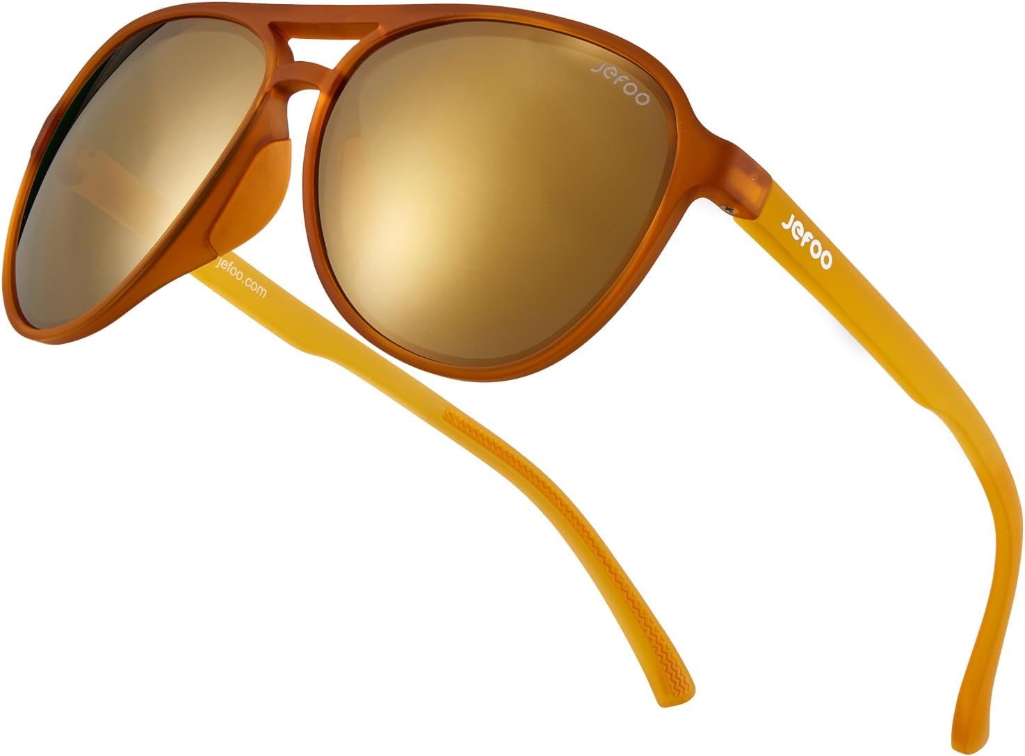 

Поляризованные солнцезащитные очки-авиаторы Jefoo для женщин и мужчин, ретро-стиль, спортивные солнцезащитные очки для защиты от УФ-излучения UV400 на открытом воздухе, Yellow Amber Frame / Bronze Mirrored Lens