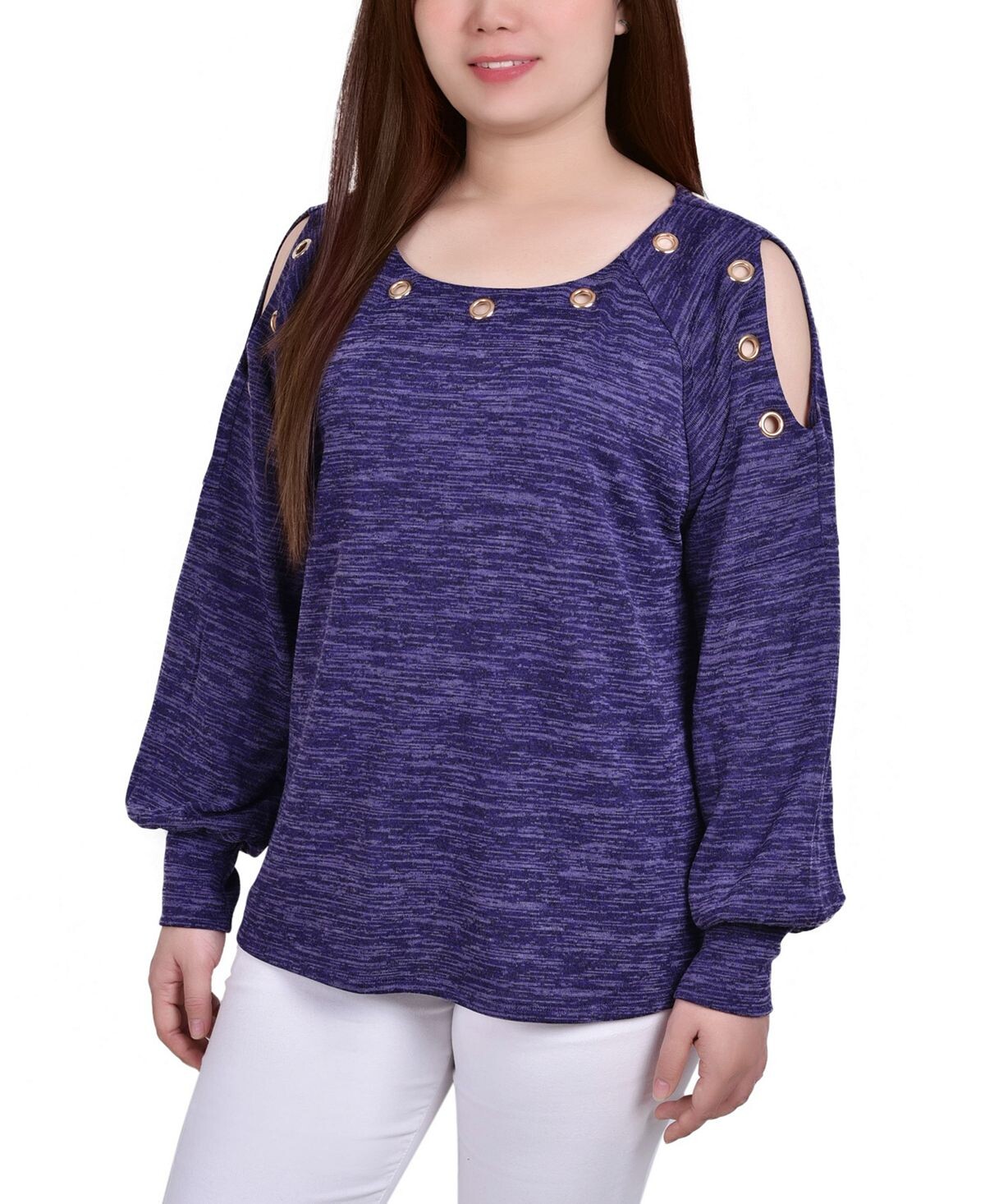 

Топ-туника Petite с длинными рукавами и вырезом на плечах NY Collection
