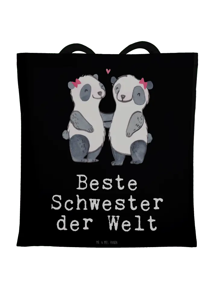

Сумка для переноски Mr & Mrs Panda Panda Beste Schwester der Welt, черный