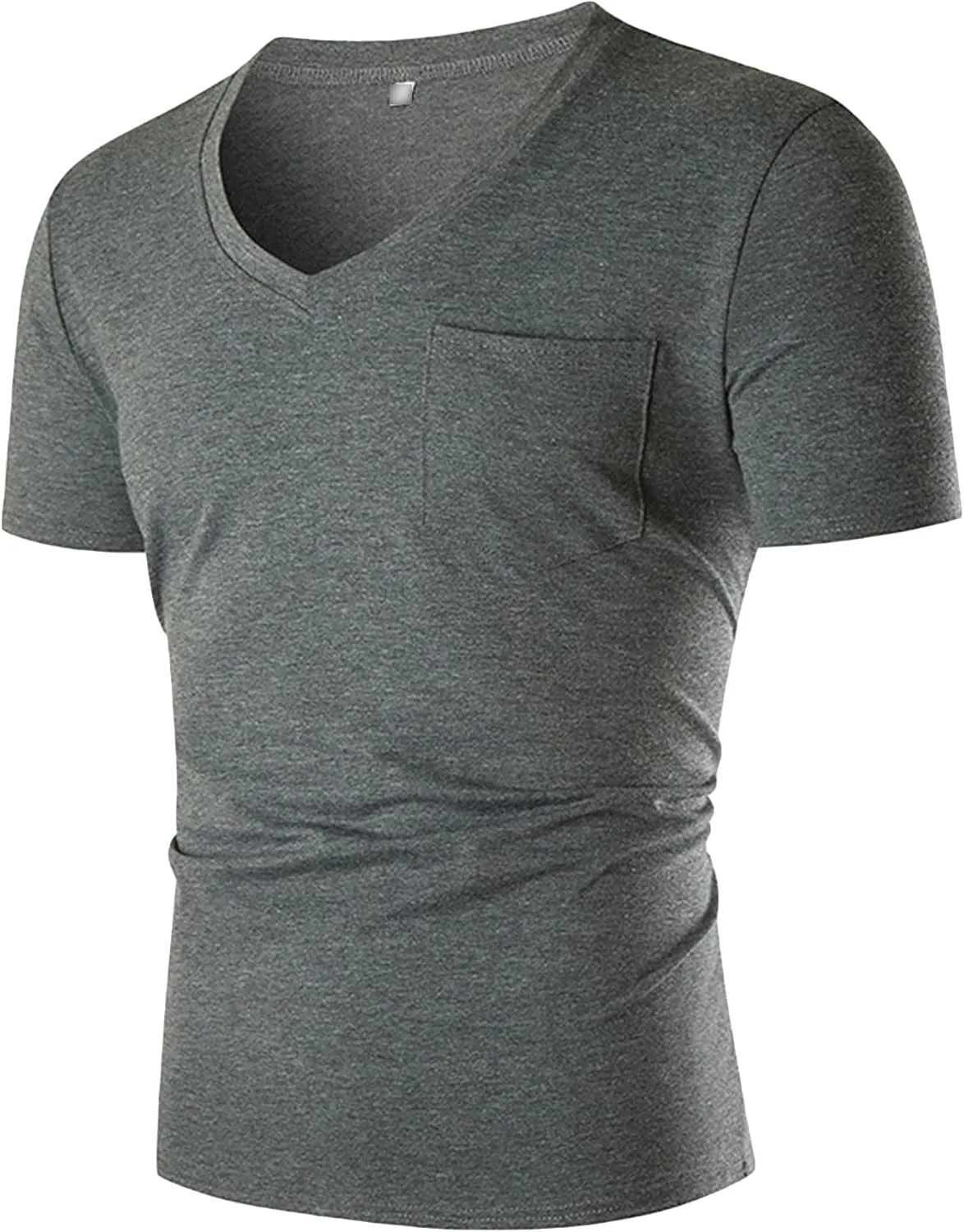 

JEsilunmaMY мужская футболка V-образного выреза с карманом, короткий рукав, Slim Fit, хлопок