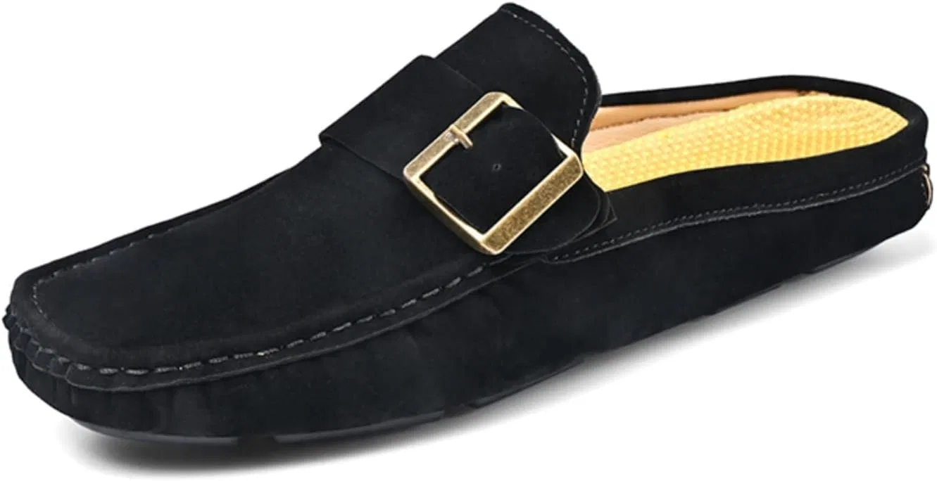 Мужские мюли, Suede, Loafers & Slip-Ons, Black Aokisx
