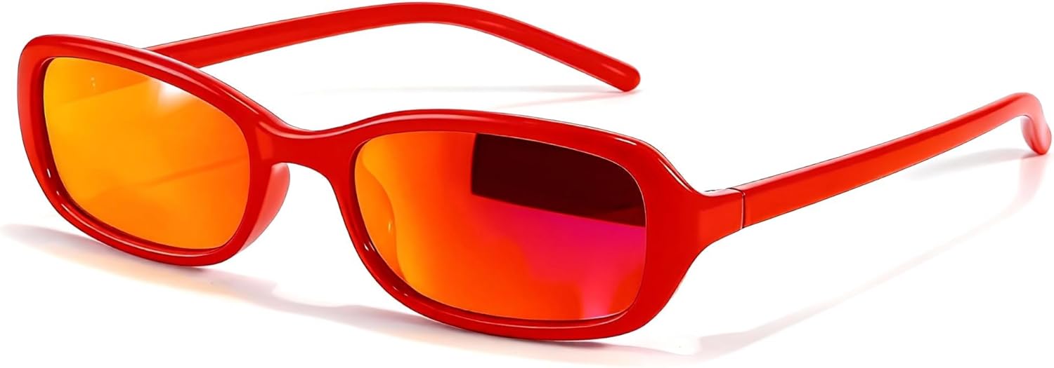 

Солнцезащитные очки FancyPink Polarized Retro Oval для женщин, маленькие, стильные, в винтажном стиле 90-х, модные, узкие, в стиле Y2k, с зеркальными линзами, A02-red Orange